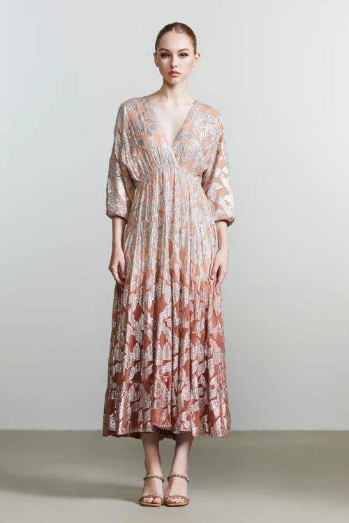 Brocade gradian color dress