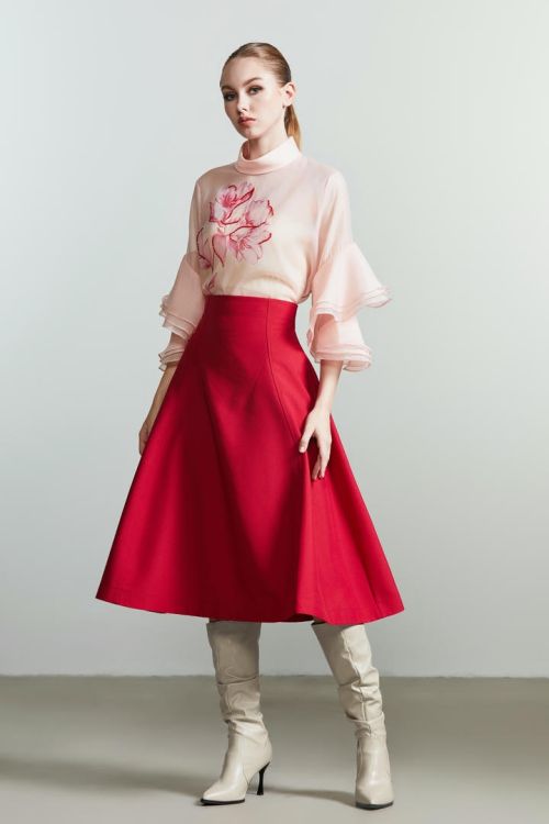 Crepe A-line skirt