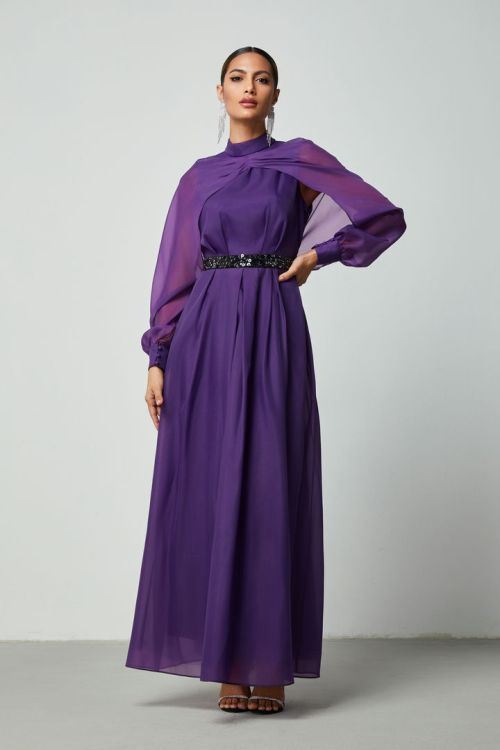 Long sleeves cape dress