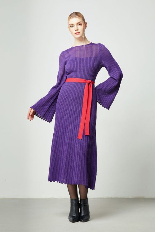 Pleated knit dress