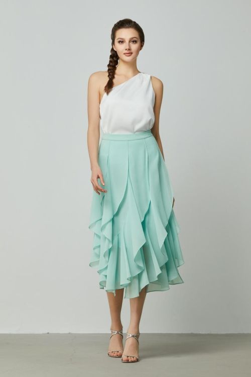 Mint Ruffle Chiffon Skirt