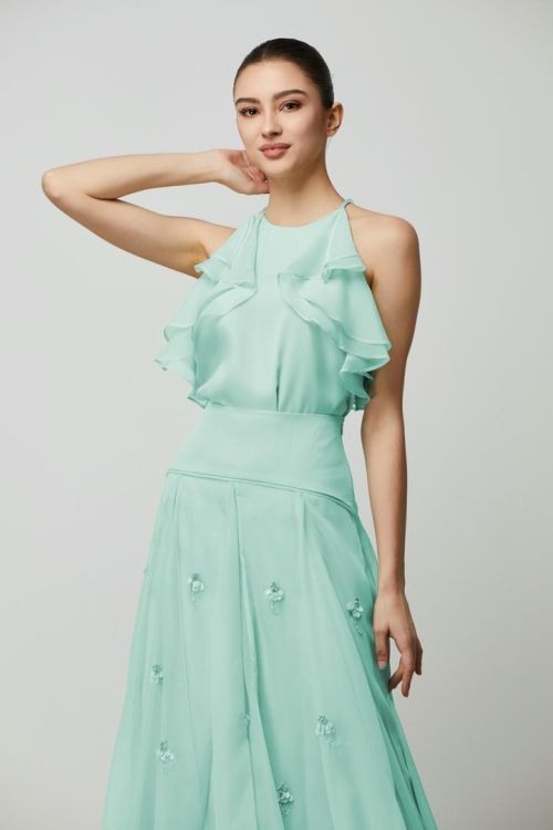 Green Ruffle Top