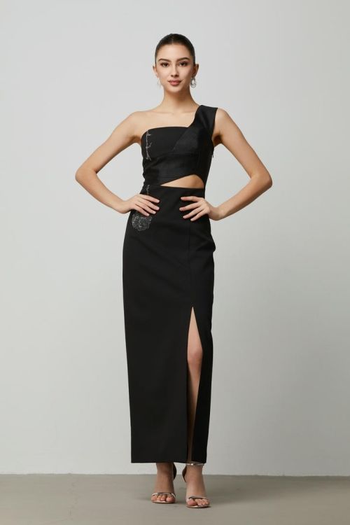 cutouts details Black Dress