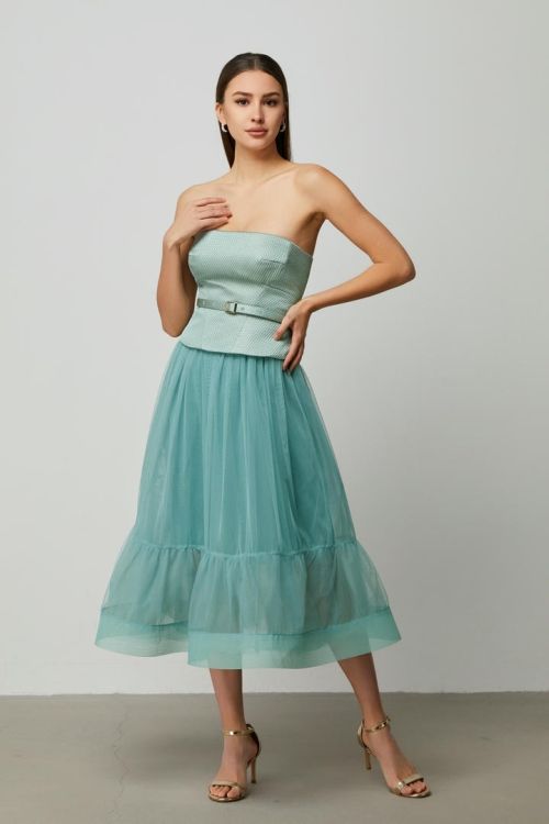Green Brocade Bustier Dress