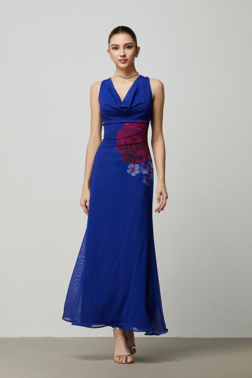 Red Rose Printed Maxi Dress
