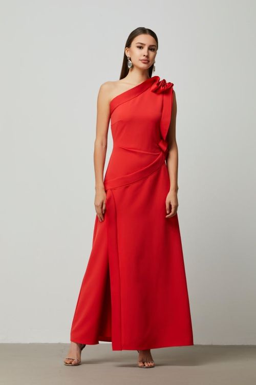 Red Single Shoulder Dress