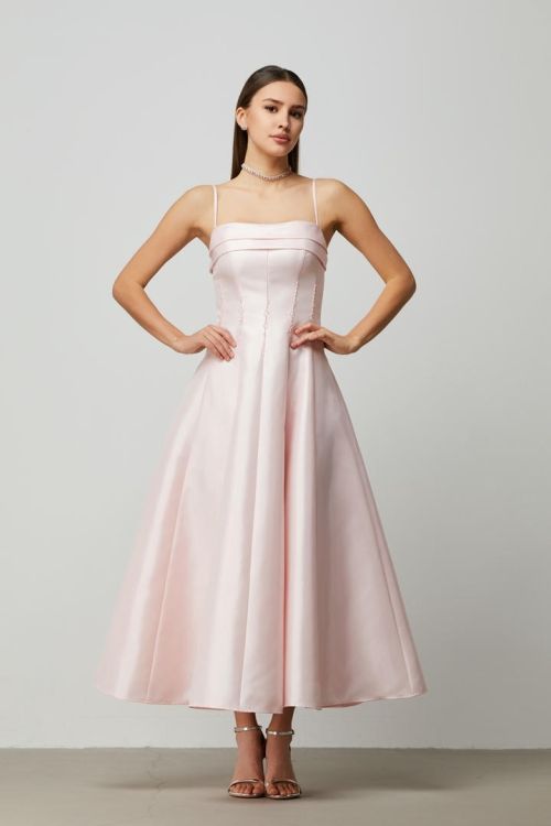 Pink Taffeta Midi Dress