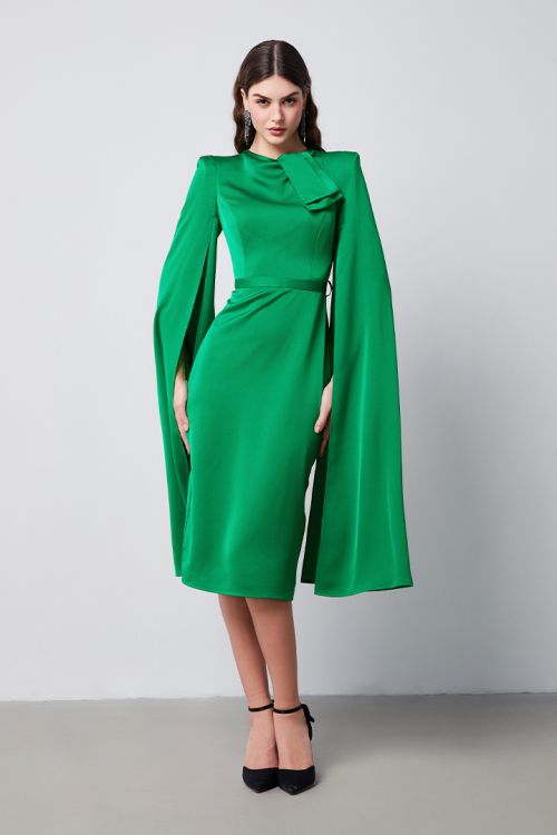 Cape Long Sleeves Dress