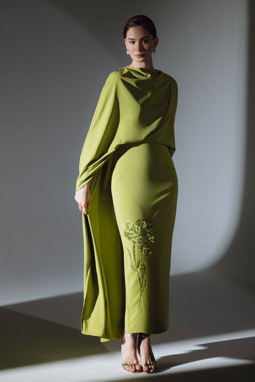 draping cape dress