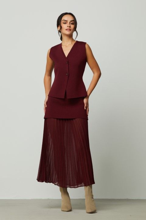 Chiffon pleated layer skirt