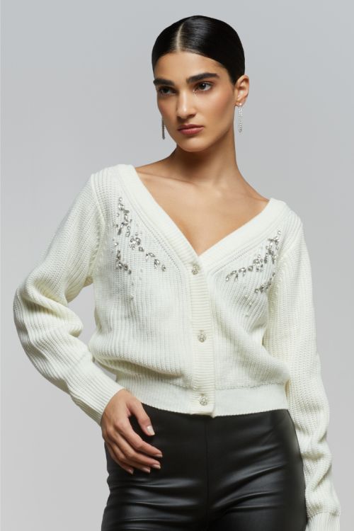 Knitted V-neck sweater