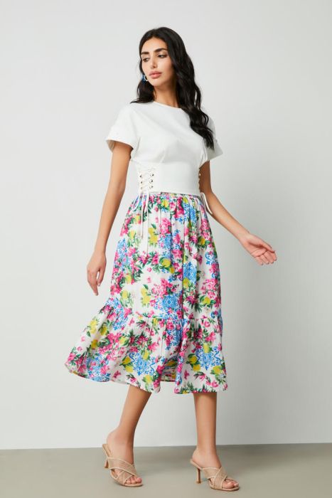 Printed Smocking Skirt
