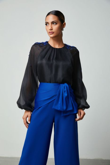 embellished shoulders blouse