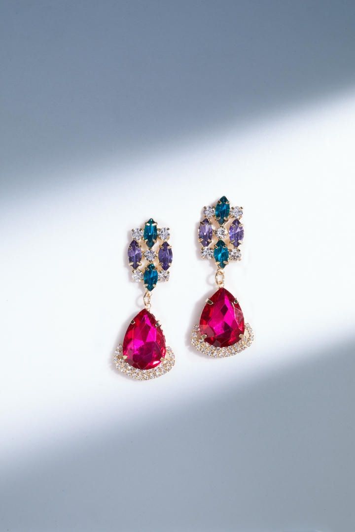 Crystal double drop earrings