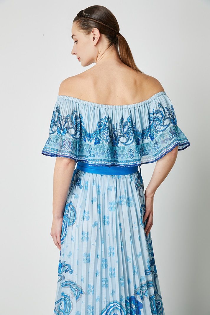 Pleated Off Shoulder Dress