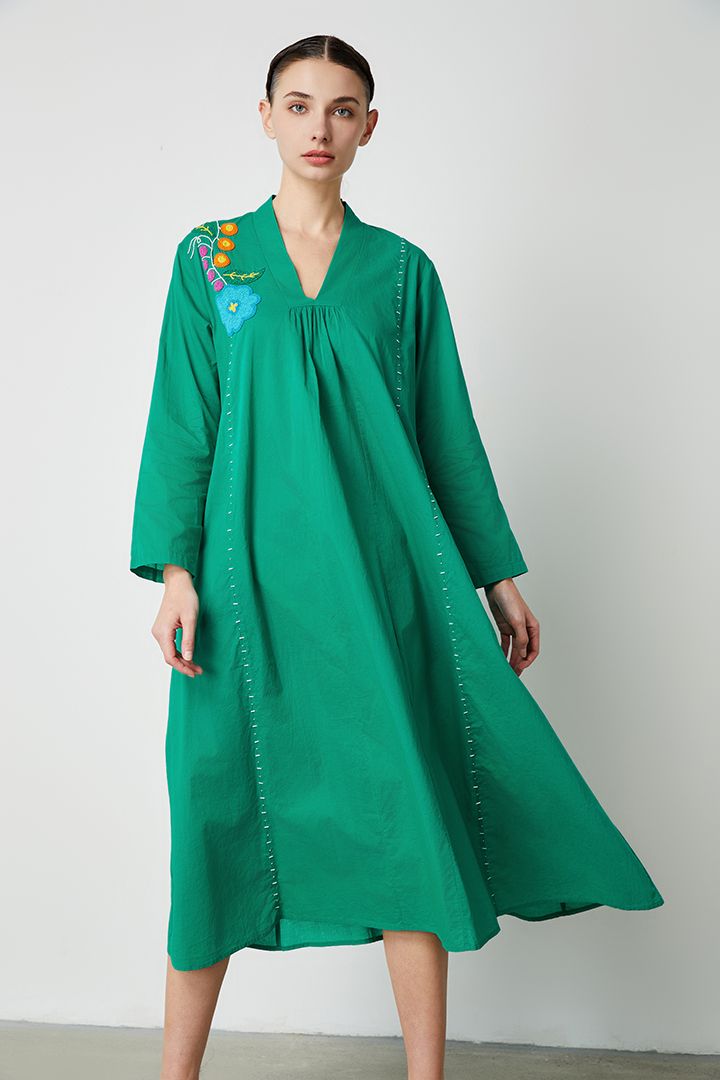 embroidery V Neck Kaftan