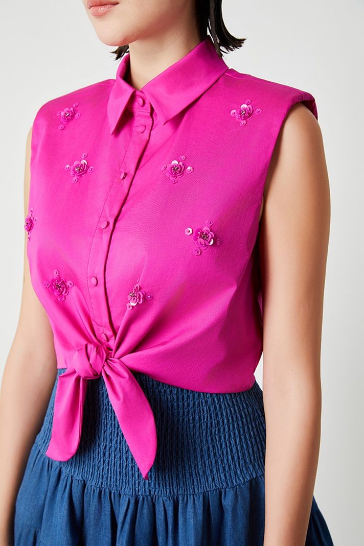 floral embellishments shirt