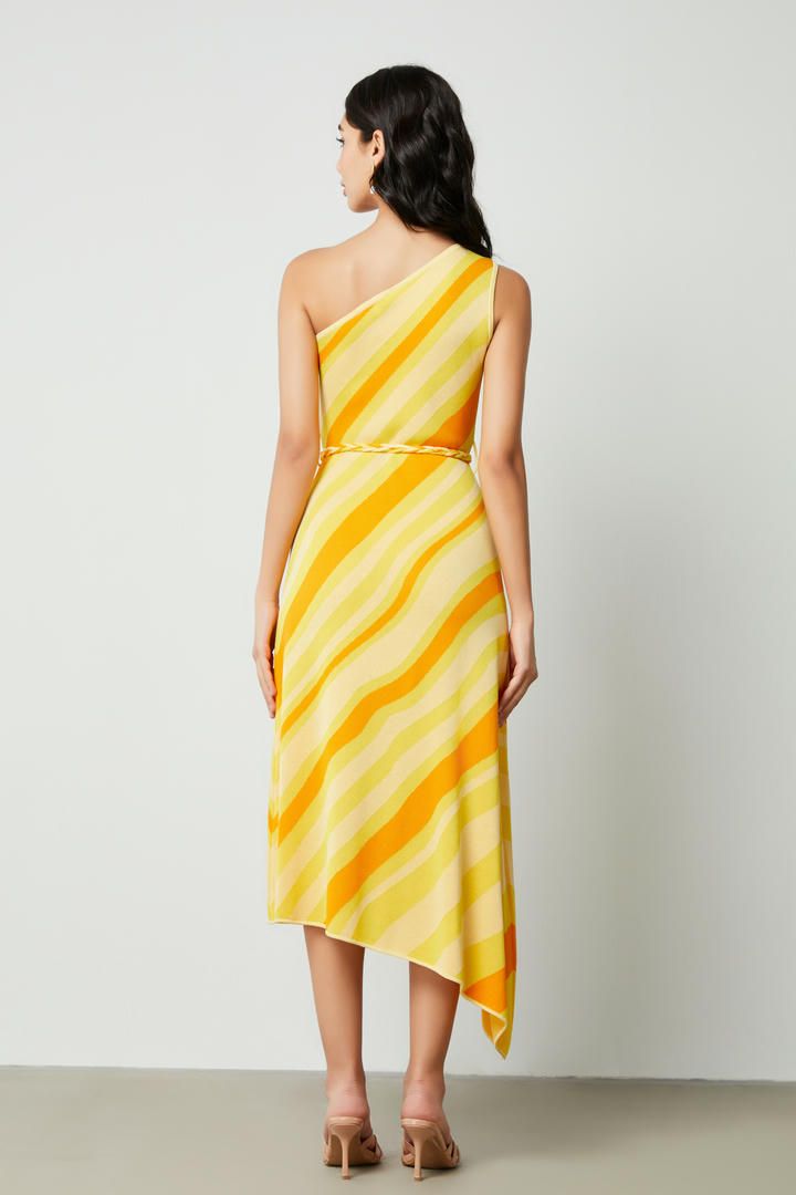 Asymmetric stripe dress