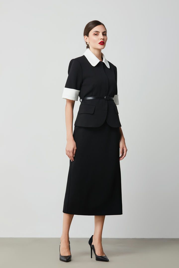 Pencil cut crepe skirt femi9