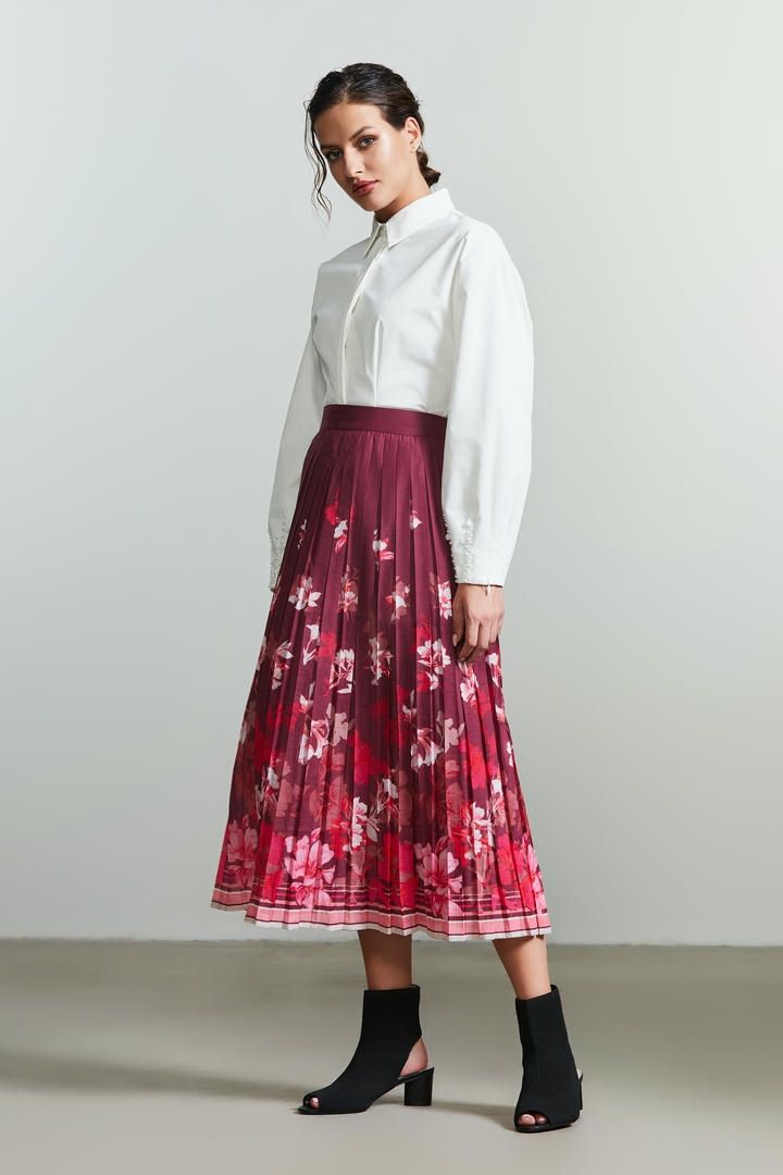 Printed pleats skirt