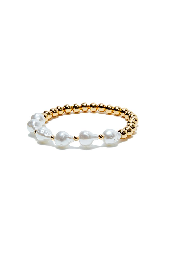 Chain pearl gold bracelet