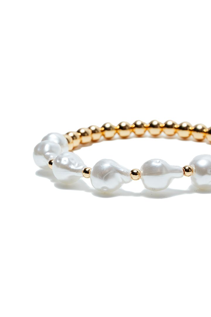 Chain pearl gold bracelet