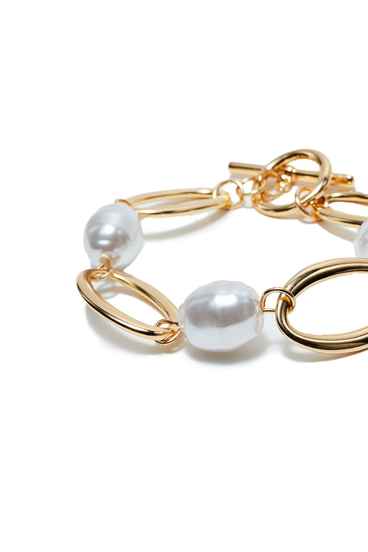 Chain pearl gold bracelet