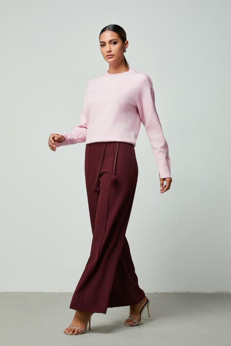 wide leg belted pants