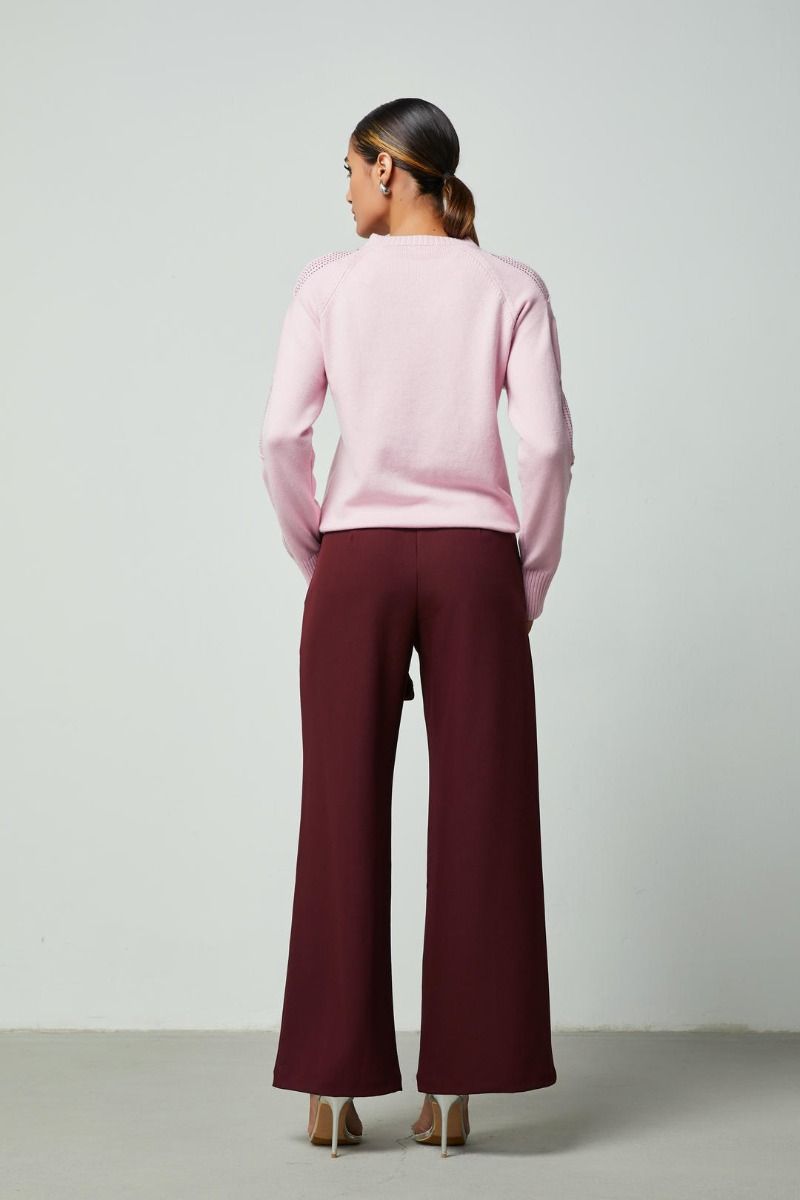 wide leg belted pants