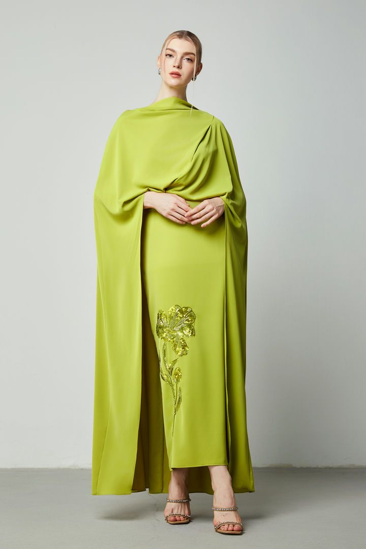 draping cape dress