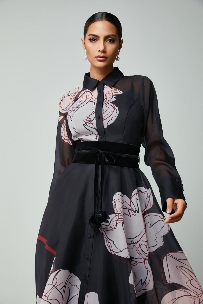 Belted shirt dress