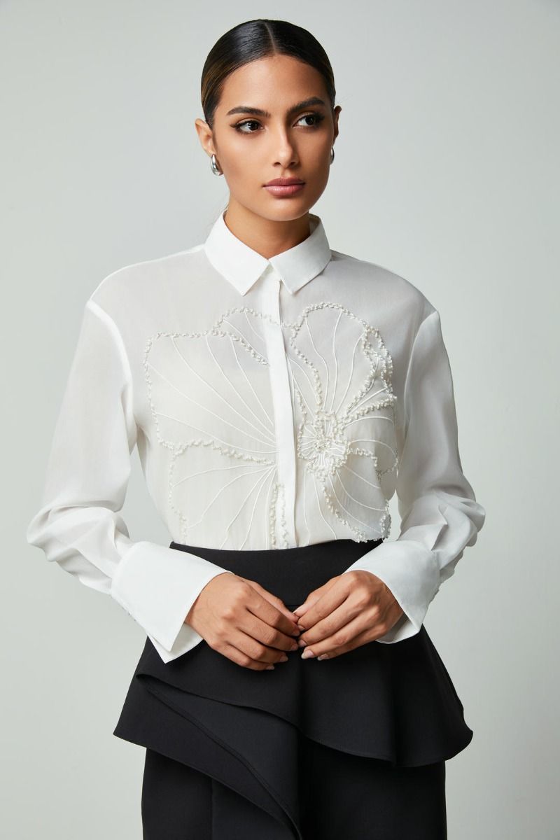 floral embroidery shirt