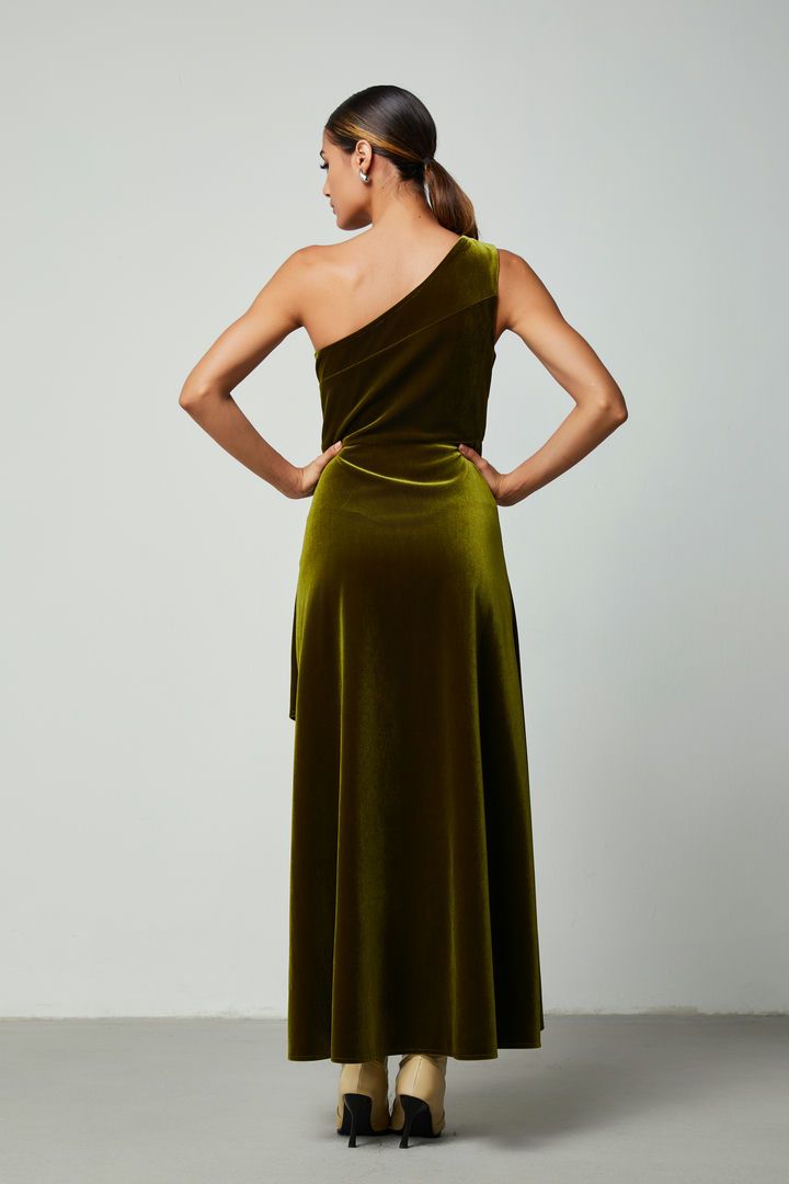 One shoulder drape dress