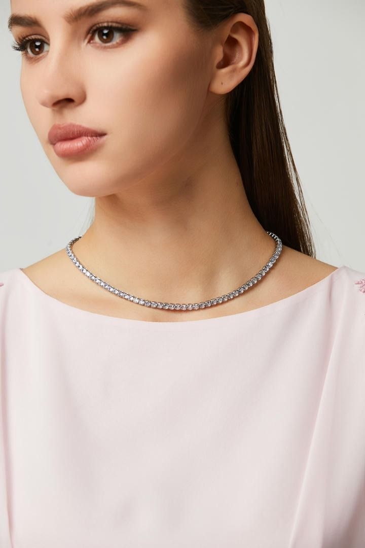 Silver-Tone Round Necklace
