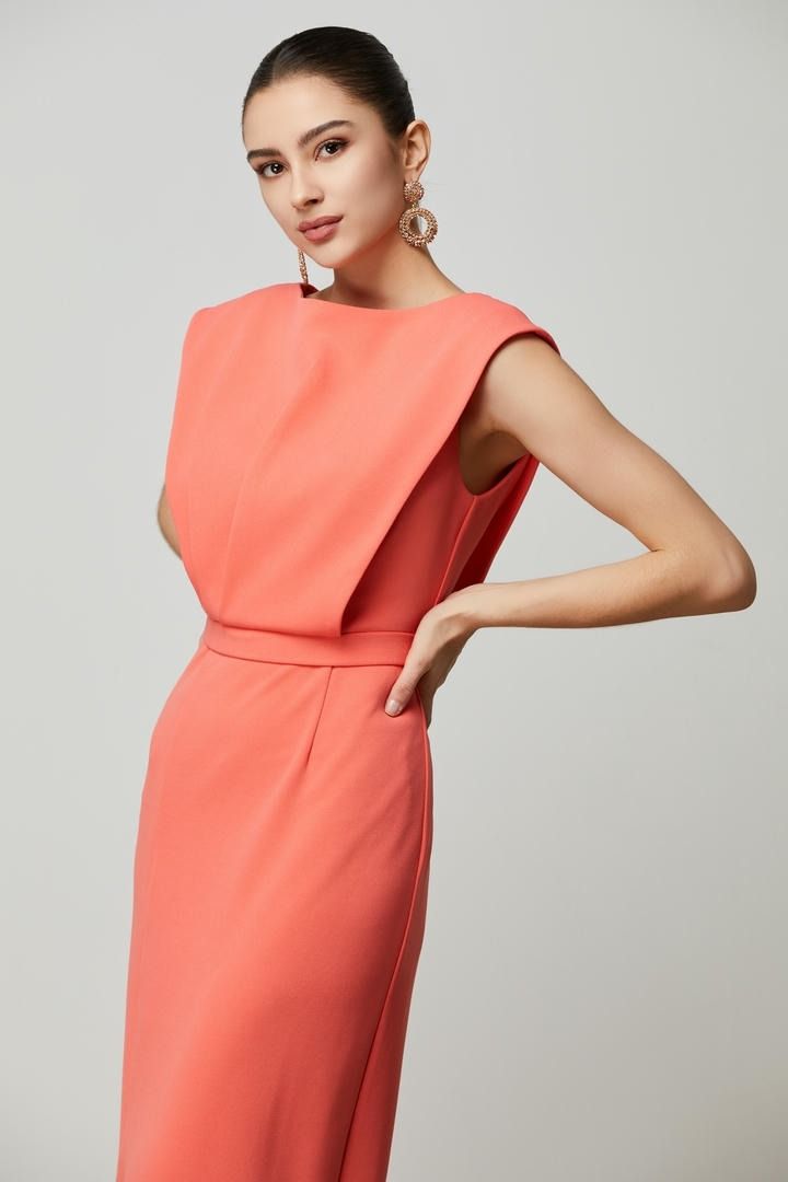 Coral Statement Shoulder Dress