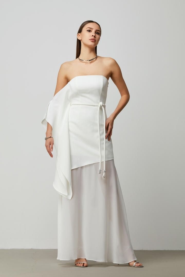 Off-White Chiffon Maxi Dress