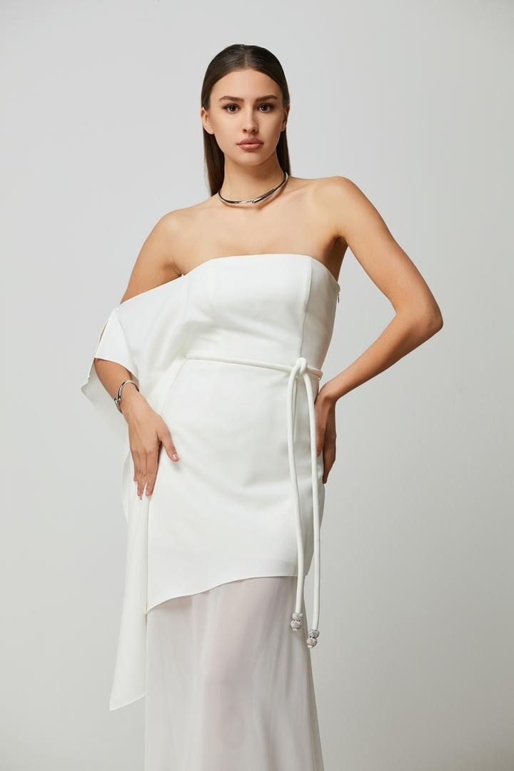 Off-White Chiffon Maxi Dress
