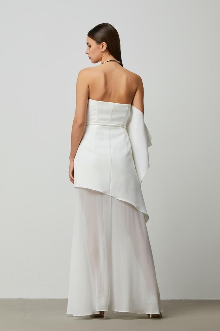 Off-White Chiffon Maxi Dress