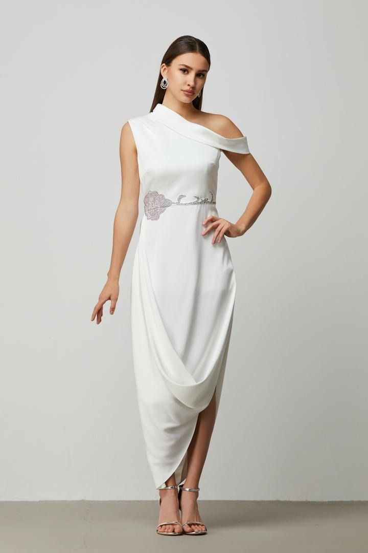 Off-White Draped Dress