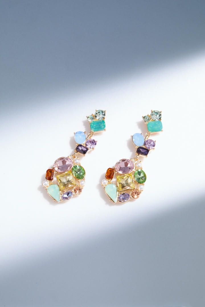 Colored uneven crystal earrings