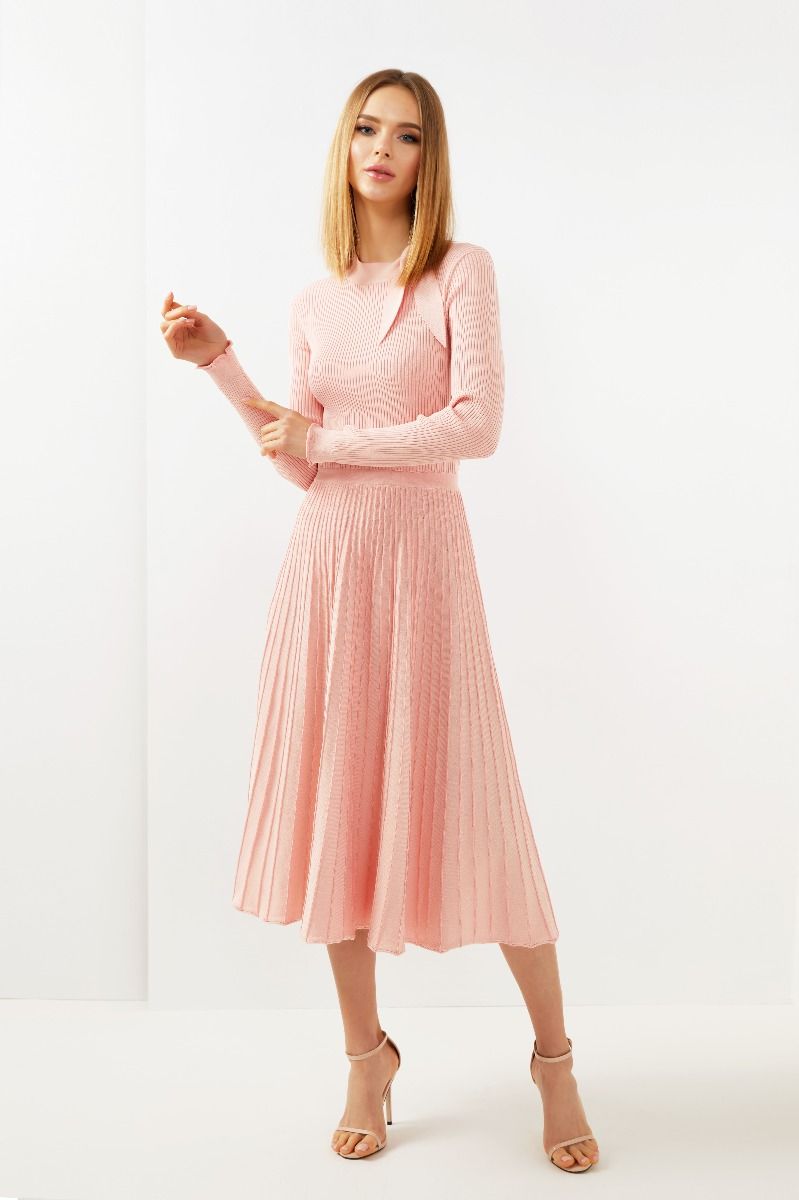 High-neckline Pink Dress