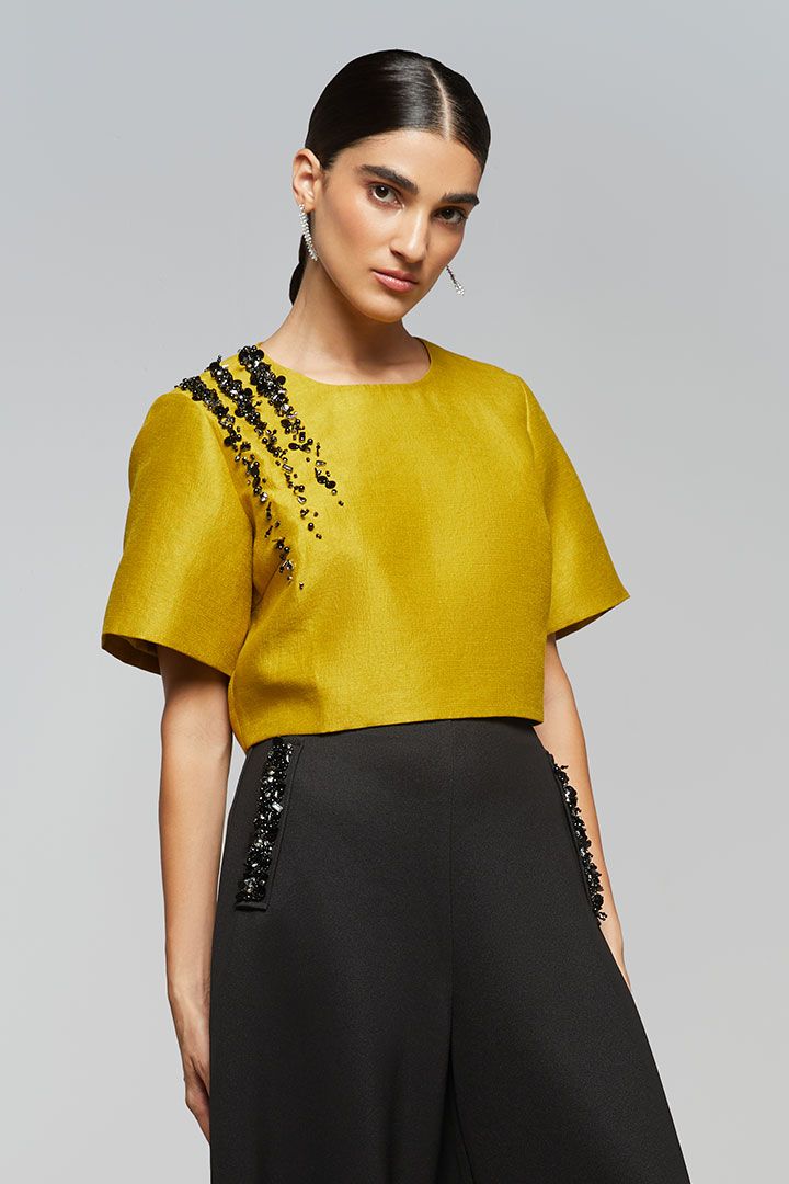 Embellished Taffeta Top