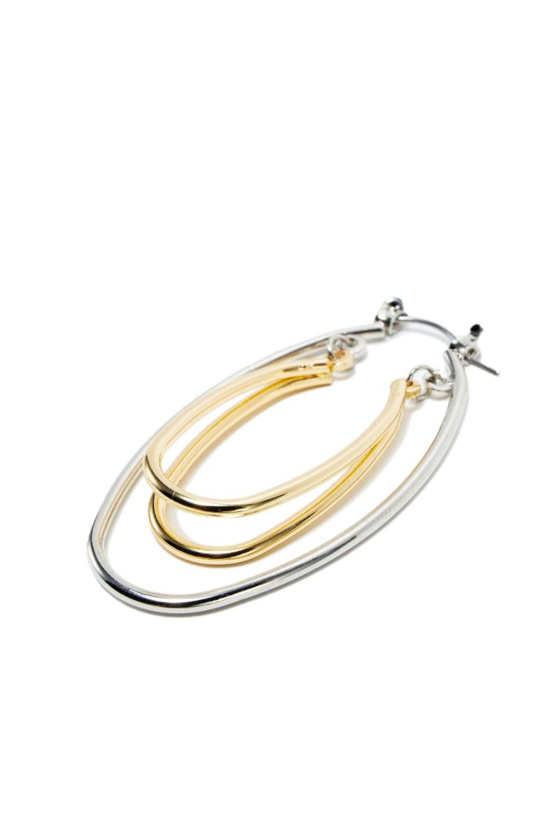 Gold and silver ovel earrings