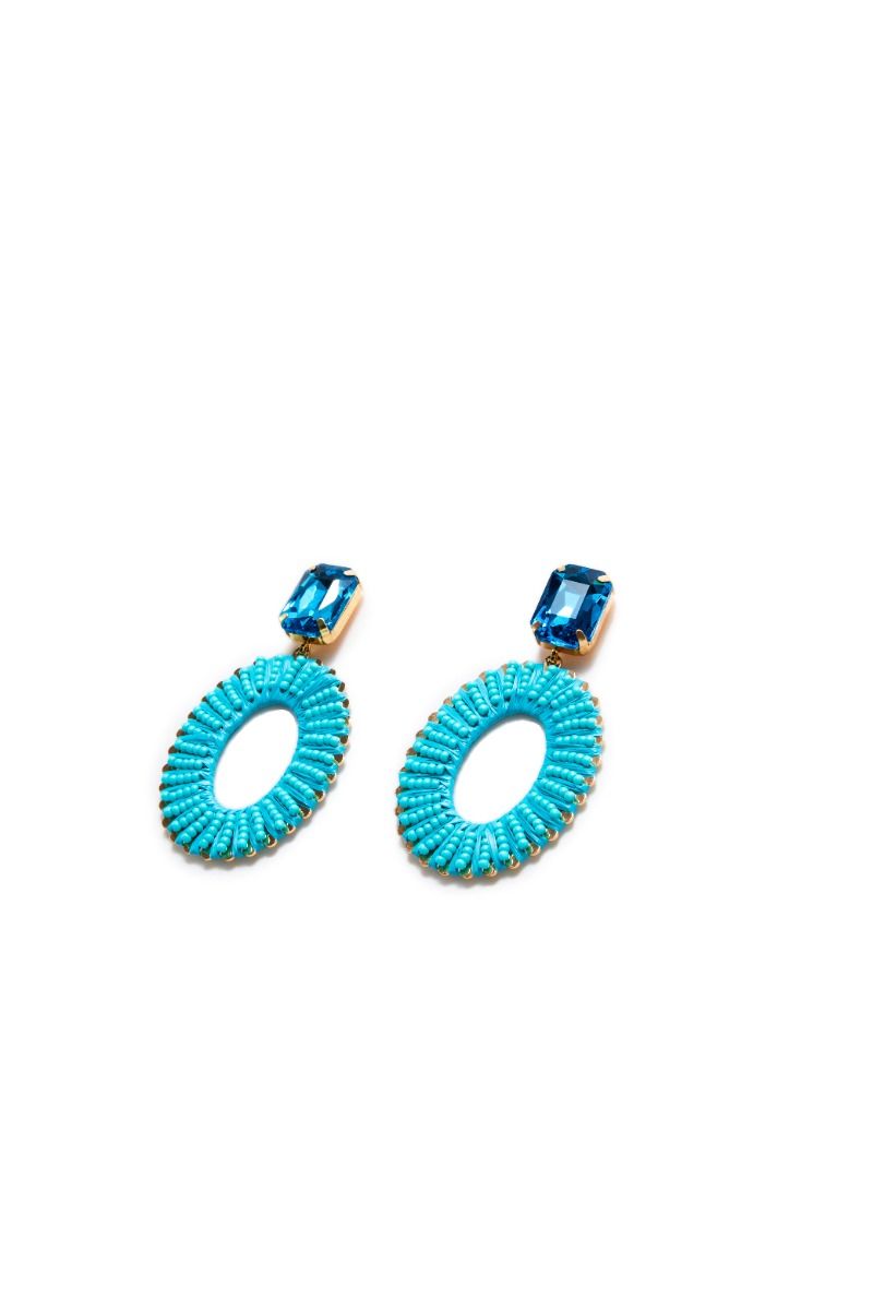 Blue oval earrings