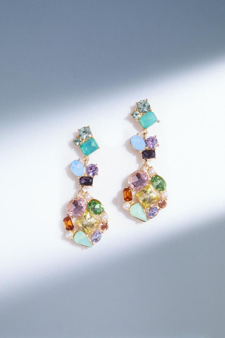 Colored uneven crystal earrings