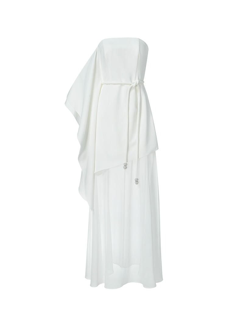 Off-White Chiffon Maxi Dress