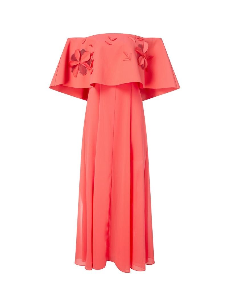 flower applique off-shoulder Dress