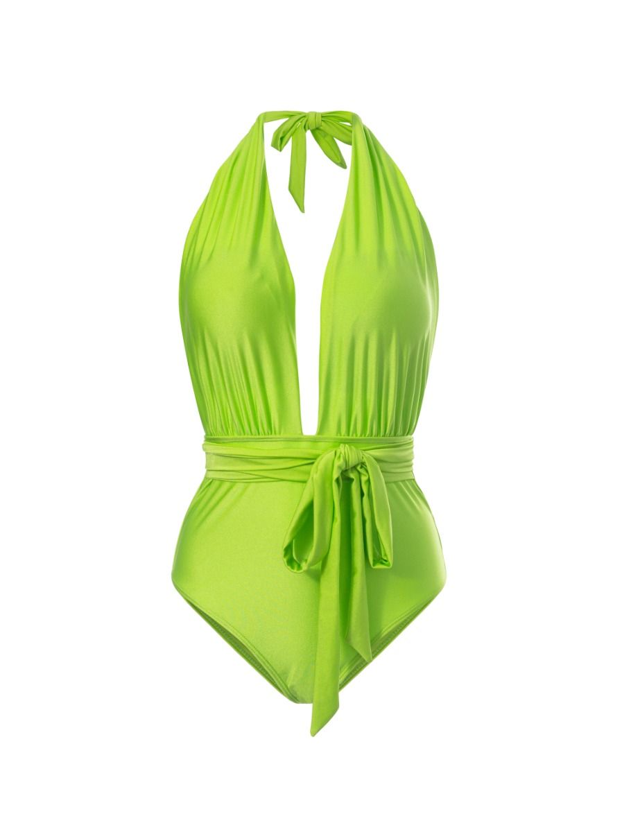 Halter Self-belt Swimsuit