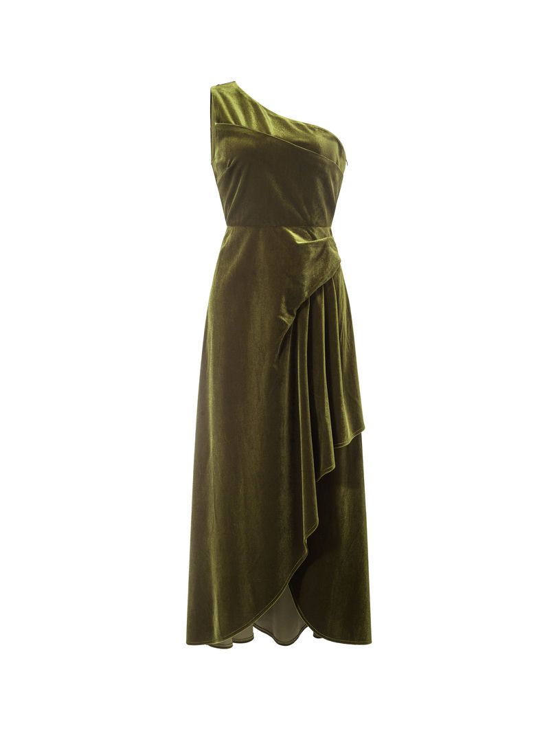 One shoulder drape dress