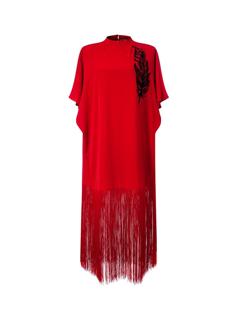 Fringed detail dress